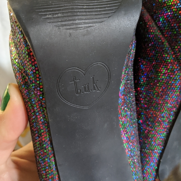 Blue glitter platform heels Fab-fetti Belle heels T.U.K - Picture 10 of 14